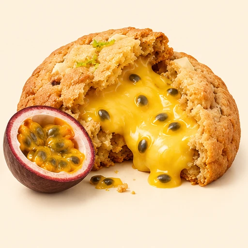 Cookie recheado com mousse de maracujá